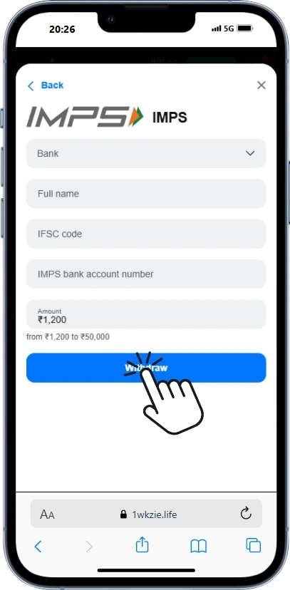 Enter Your Details and Press Withdraw