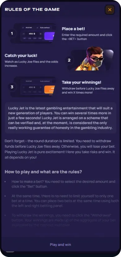 Promotions page in Lucky Jet app